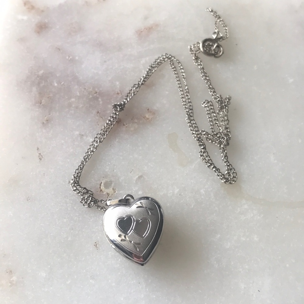 Vintage Sterling Silver Double Heart Locket